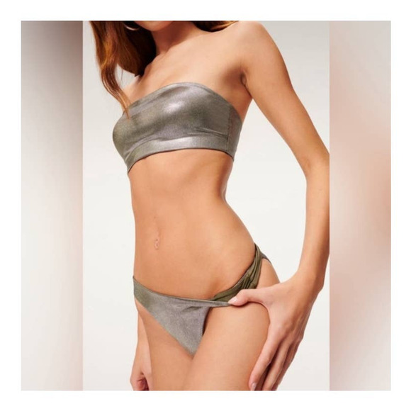 Good American Foil Better Bikini Reverse Bottom Stormy Foil Size 1 US Small - Picture 2 of 9